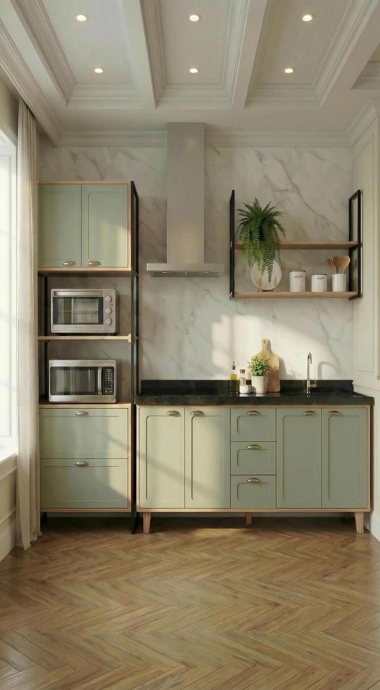 Imagem ambientada de IA ilustrativa da cozinha Paloschi em ambiente claro; não é fotografia real